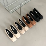 스퀘어토 리본플랫슈즈 사각코 발레리나플랫