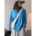 여성용 롱루즈핏티 루푸 가을 박시핏 긴팔 라운드 루즈핏 슬림 캐주얼 상의 CH3