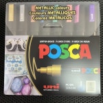 유니 메탈릭 아크릴 수성 아트 페인팅 원단 가죽 유리용 8 가지 세트 POSCA 페인트 마커 펜 PC-5M