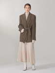 MUSEE 뮤제 LE MUSEE EMMA Harris Tweed Belted Jacket Khaki
