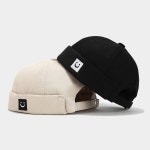 인싸 비니 스퀘어 스마일 참외 가죽 자수 캐주얼 모자 힙합 메인 남성 KS5