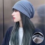 여성 거리 와플 패턴 포인트 깔끔 무지 롱 비니