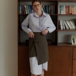 아워코모스 아워코모스 comos 1223 long shirt unbalanced wrap button coloring dress sky bronze