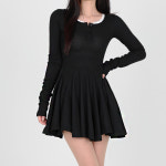 닷이프 버튼 플레어 미니 원피스 S T24FW1-A0518