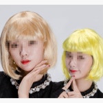 축제 파티 분장 웨이브 단발 컬러 가발 무대의상 연극