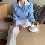 더제이수 더제이수 배색 스트라이프 랩 셔츠