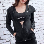 요가 운동복 얇은 후드 집업 자켓 트레이닝복 일상복 차콜