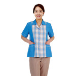 여성 호텔 빌딩 객실 사무실 청소 환경 미화복 상의 선영체크 하늘색 여 88
