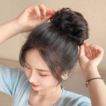 인모 올림머리 곱창밴드 가발(파마머리) (브라운)
