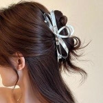 올림 반 묶음 머리 리본 헤어 왕 큐빅 집게 핀