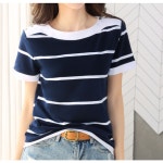 더블제이플러스 여성 루즈핏 슬림핏 라운드넥 반팔 티셔츠 J0848