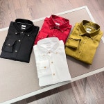 brunello cucinelli SS23 남성 리넨 셔츠 긴팔 비즈니스 캐주얼 터틀넥 남성 4 배색 S