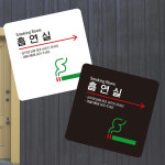 흡연실 우측2 부착형 정사각 소형안내판
