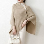 무지 니트 망토숄 케이프 어깨덮개 단추 여성 겨울숄