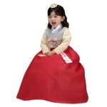 선형 더예 채린홍 여아 한복 QT825