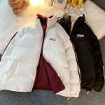 POMTOR 루즈핏 캐주얼 남녀공용 겨울 숏 패딩 양면 투컬러 커플 숏패딩 L