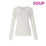 SOUP SOUP 슬리브 버튼 브이넥 니트 SYALK93