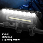 밝은 자전거 라이트 야간 전면 경적 램프가있는 8LED 헤드 다기능 도로 MTB 사이클링