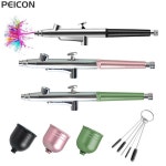 페인팅 손톱 용 에어 브러시 스프레이 건 모델링 공예 케이크 미니 0 m 노즐 청소 키트가있는 휴대용 2pcs Gr n Cups