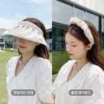 더쎈 더쎈 2in1 여름 썬캡 햇빛차단 헤어밴드 여자 창모자 헤어밴드썬캡-화이트