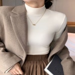 여성 골지니트 반폴라 긴팔티셔츠 간절기 이너 하프넥