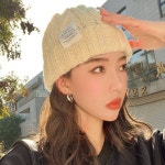 여성 겨울용 꽈배기 니트 귀여운 비니 모자