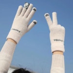 스마트 터치 팬더 장갑 털 겨울 중학생 작은손 모 귀여운 캐릭터 여성 기모 따뜻한 방한