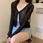 캐주얼 여성 여름 가을 편한 시스루 메쉬 가디건 자켓