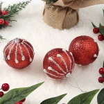 루비레드 글리터 장식볼 3p 진주드롭