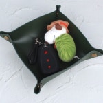 데스크 소품정리 가죽 트레이 아미그린 소