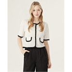 나인식스 뉴욕 배색 스카시 진주 버튼 페이크 포켓 가디건 F NO1CK021L0