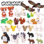 Marumine MOC 동물 블록 모델 벽돌 부품 11602 95342 41835 농장 액세서리 닭 수탉 개 새 목장 20 개