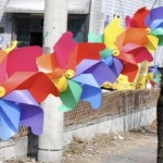 캠핑장 축제장 주유소 입구 장식 줄 바람개비 가랜드