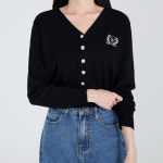 모이르벨라 여성용 러블 자수 브이넥 가디건 O24FW2-A0728