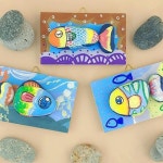 자연물 원형 돌멩이 채색 물고기 벽걸이 우드 액자 DIY 5인