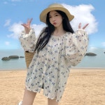 여성 레이스 시스루 블라우스 가디건