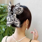 여성 듀얼리본 올림머리 집게핀 헤어 액세서리 머리