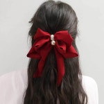 레드 진주 헤어핀 나비헤어핀 자동헤어핀 예쁜헤어핀