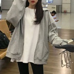 편한 나들이 루즈핏 후드 집업 점퍼 캐주얼 여자 잠바