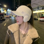골프모자 여성 H자수 조깅 골프 털 귀달이 포니테일 모자