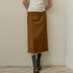 아미마켓 비뮤즈맨션 Fringe lace frill skirt - Olive BE24FASK003 LE1217773506