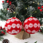 핫레드 패브릭 장식볼 2P 플라워패턴