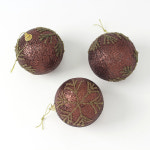 초코브라운 글리터 장식볼 3p 골드눈결정