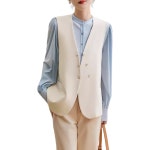 여성용 브이넥 조끼 민소매 정장 자켓 조끼 뉴타임즈 F8030