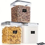 431711 3pcs 2 5L 84 5oz 래치 잠금 장치가있는 밀폐 식품 저장 용기 밀가루 설탕 라벨 메이커가있는
