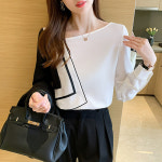 여자 쉬폰 블라우스 셔츠 봄가을 소소한 패치 루즈핏 긴팔 이너 BE1