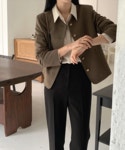 에드모어 mjk330 프렌치 골드버튼 노카라 자켓