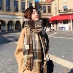 패턴 편한 체크 머플러 겨울 여성