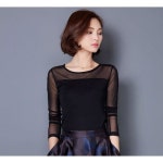 시스루 망사 긴팔 티셔츠 이너 레이어드 블라우스 S94 블라우스 망사 댄스복 이너 파티