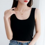 스타일 민소매 편한 크롭 슬림